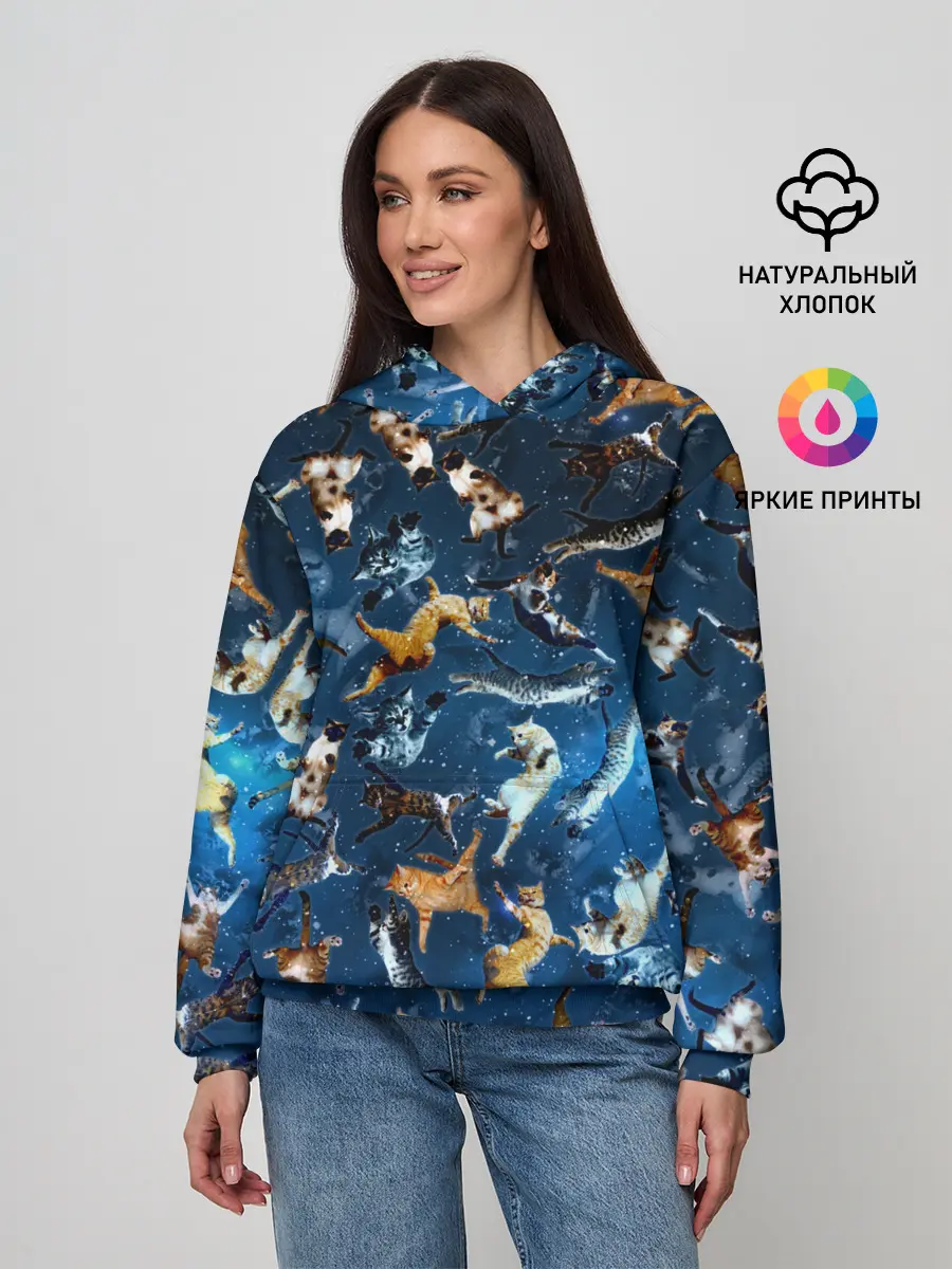 Женское худи / Космические коты