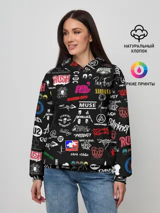 Женское худи / ЛОГОТИПЫ РОК ГРУПП | PATTERN