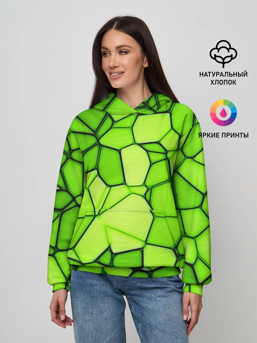 Женское худи / Зеленая мозаика