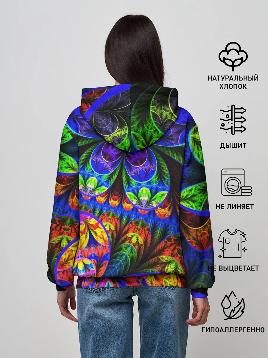 Женское худи / ФРАКТАЛЬНЫЙ НЕОН