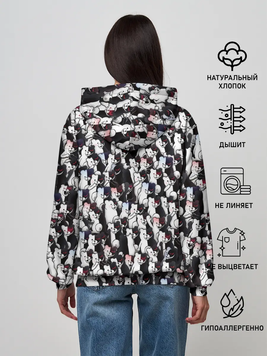 Женское худи / Черно-белые медведи