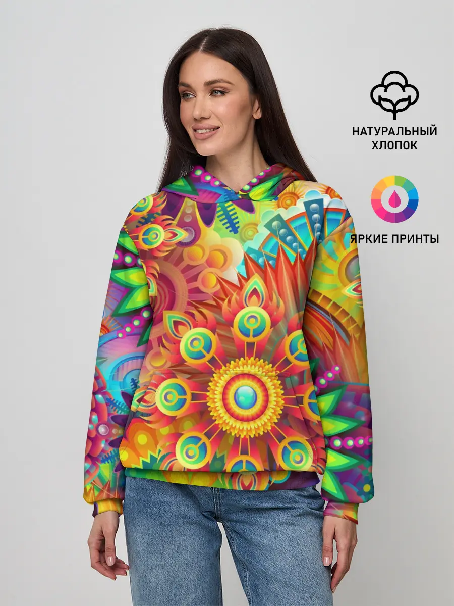 Женское худи / Психоделия | Яркая