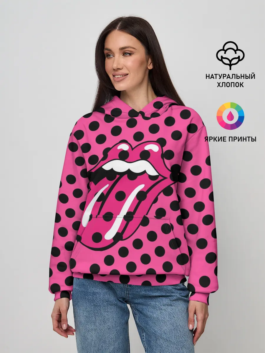 Женское худи / rolling stones pink logo