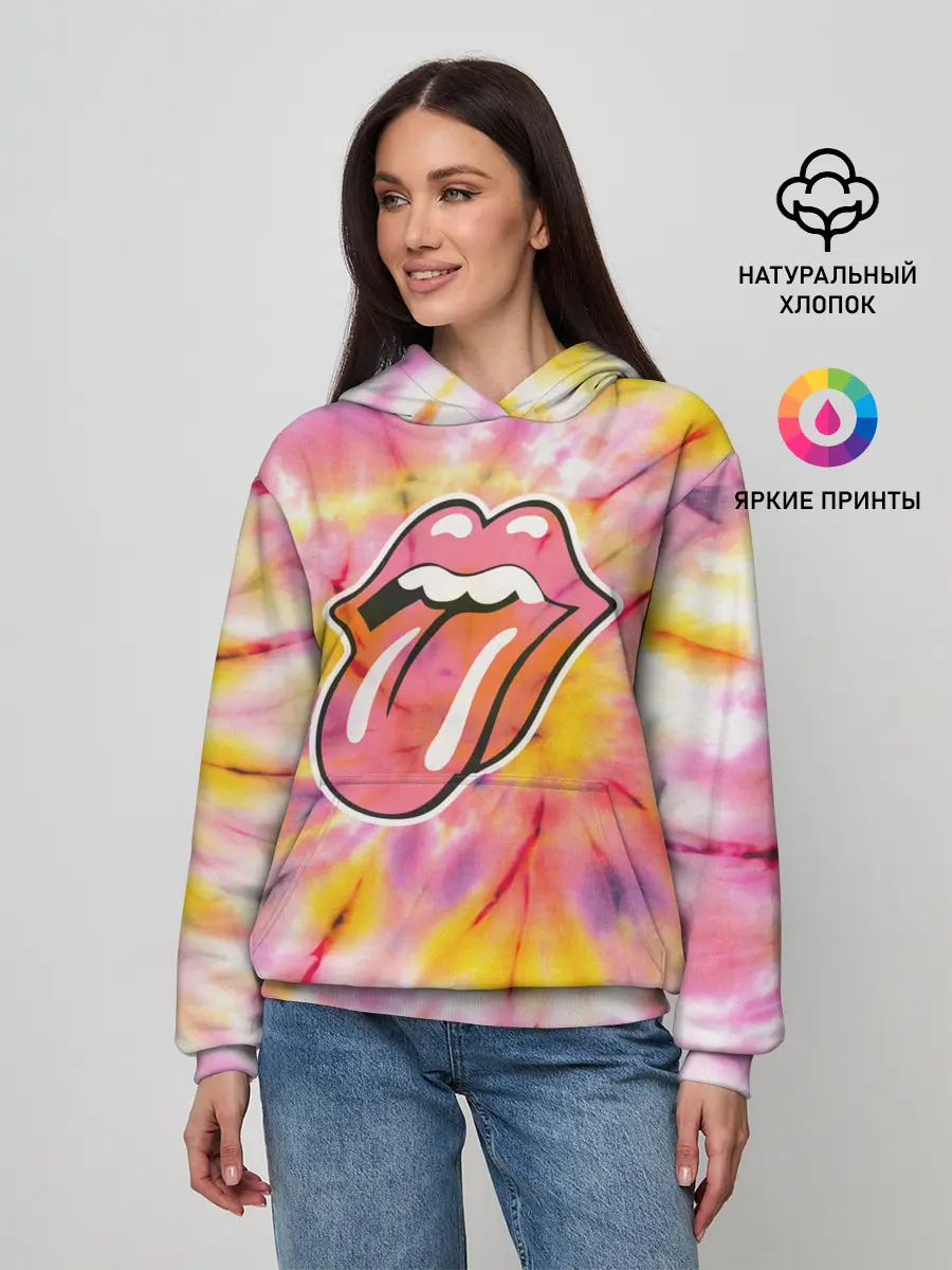 Женское худи / Rolling Stones tie-dye