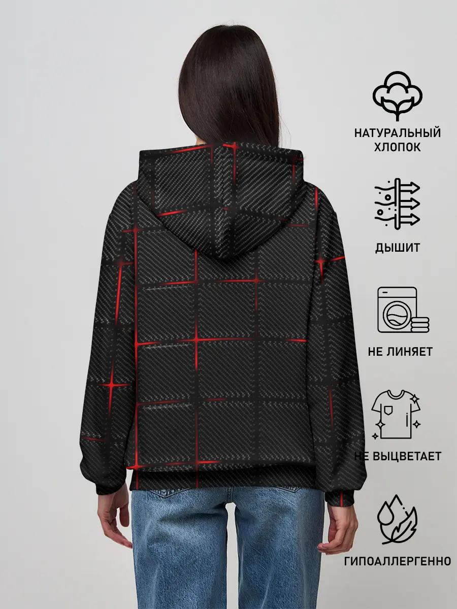 Женское худи / 3D Плиты Red & Black