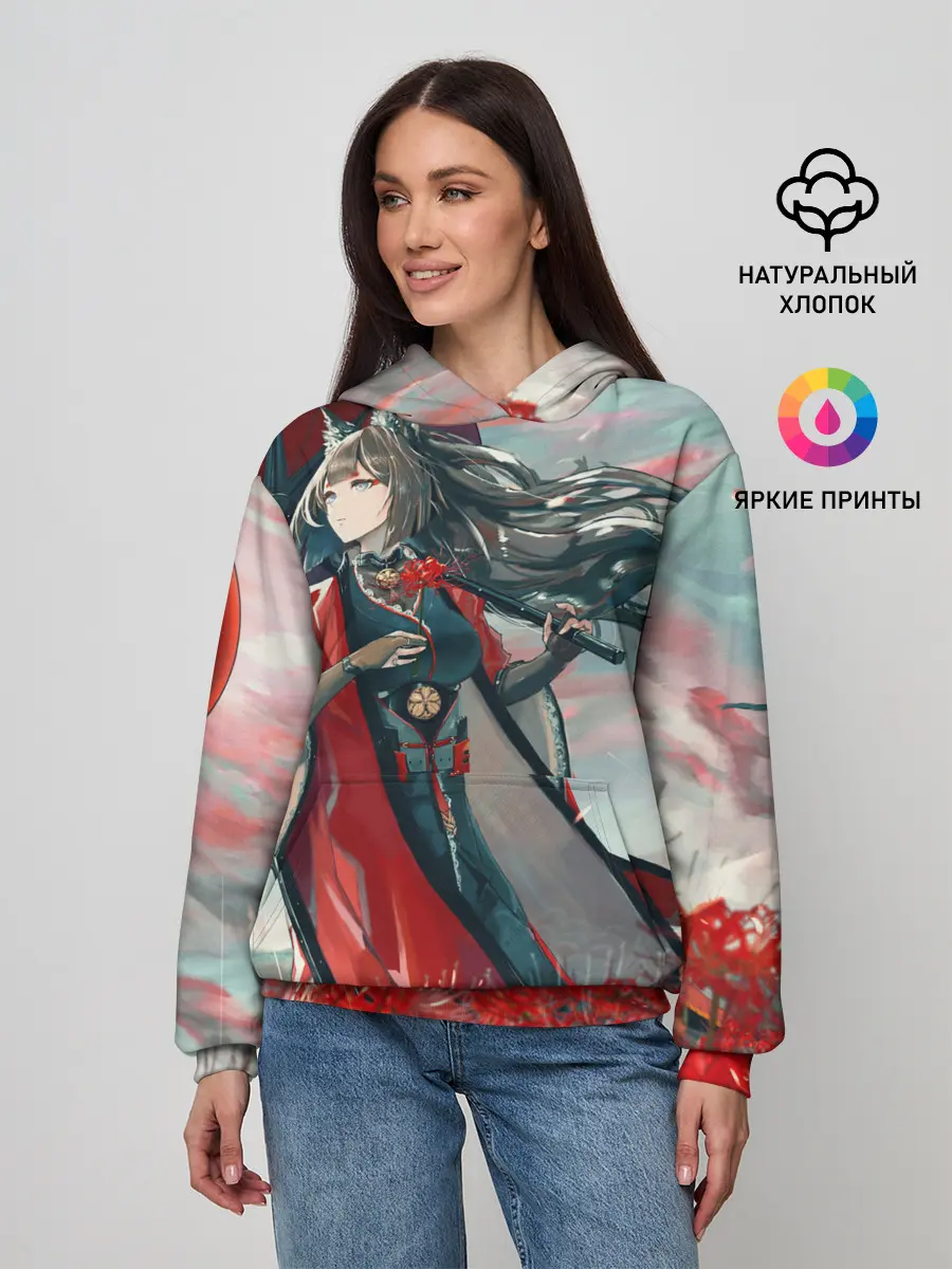 Женское худи / Azur Lane red flowers