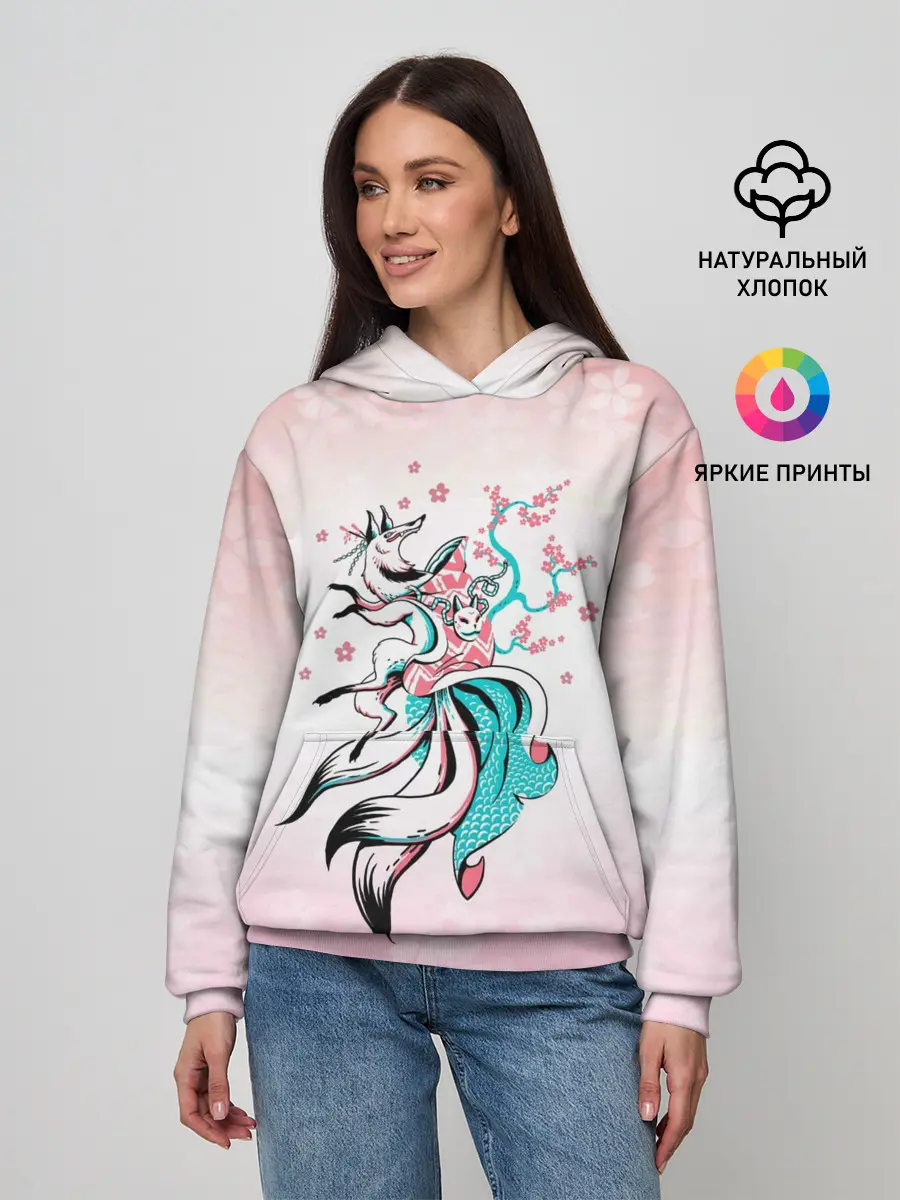 Женское худи / ЛИСА И САКУРА | FOX AND SAKURA