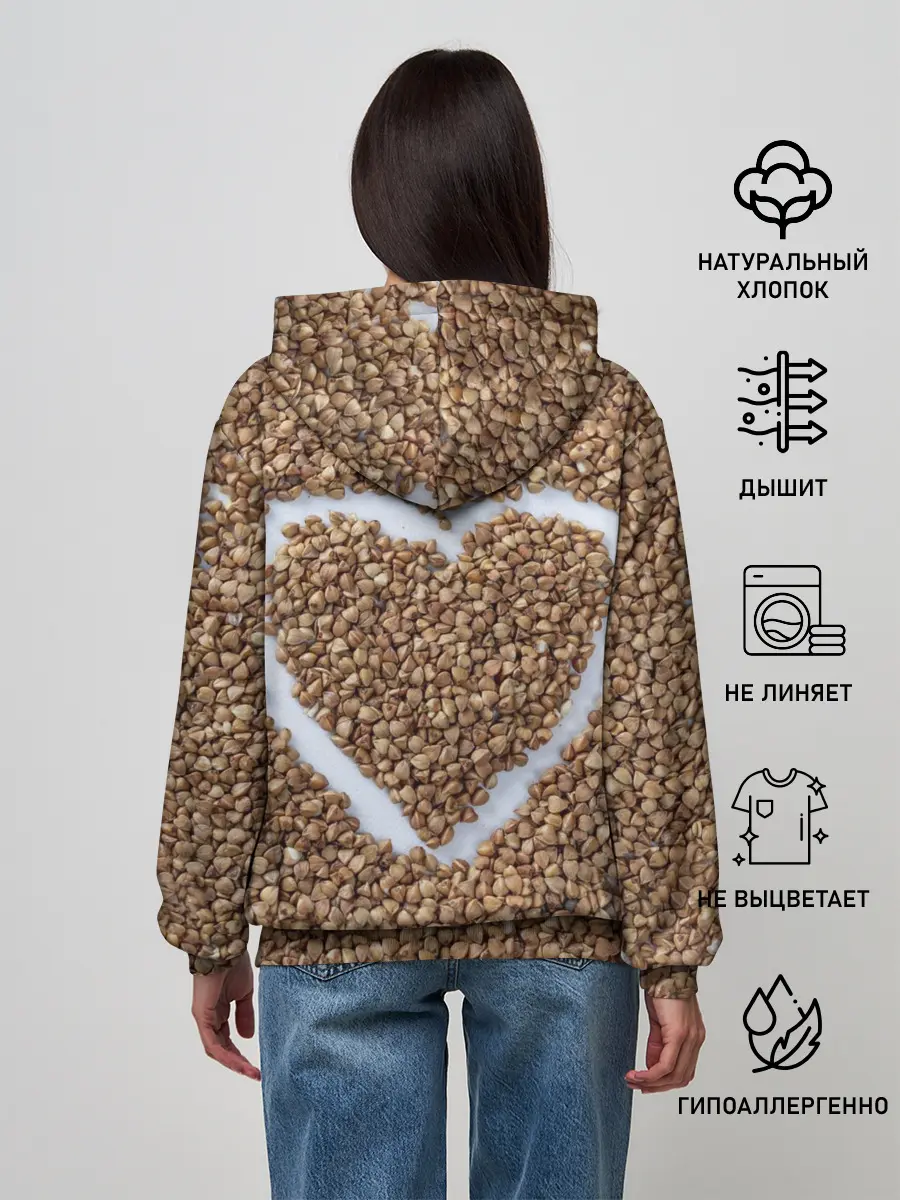 Женское худи / i love гречка