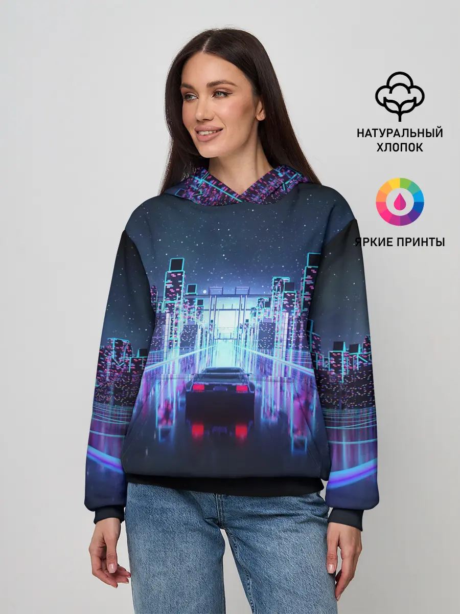 Женское худи / SYNTHWAVE / RETROWAVE