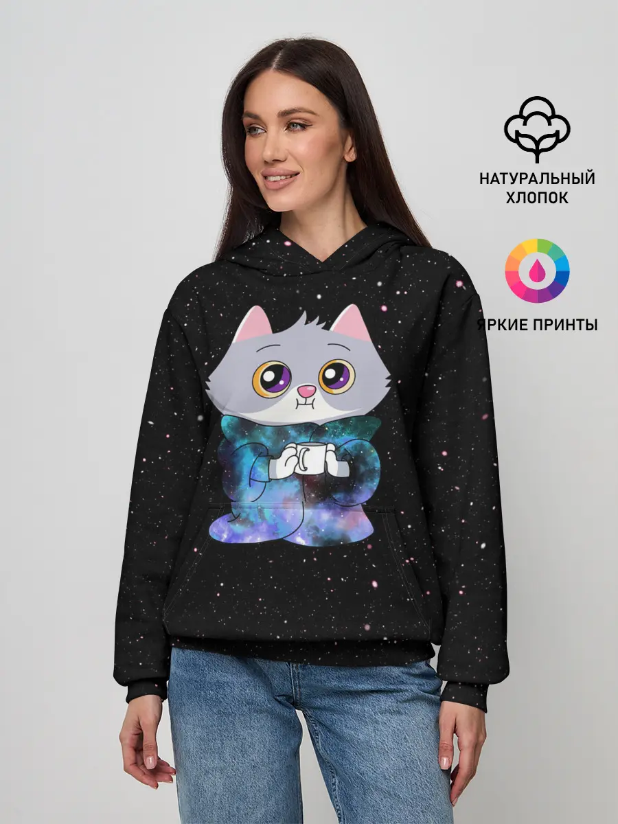 Женское худи / Котёнок в пледе