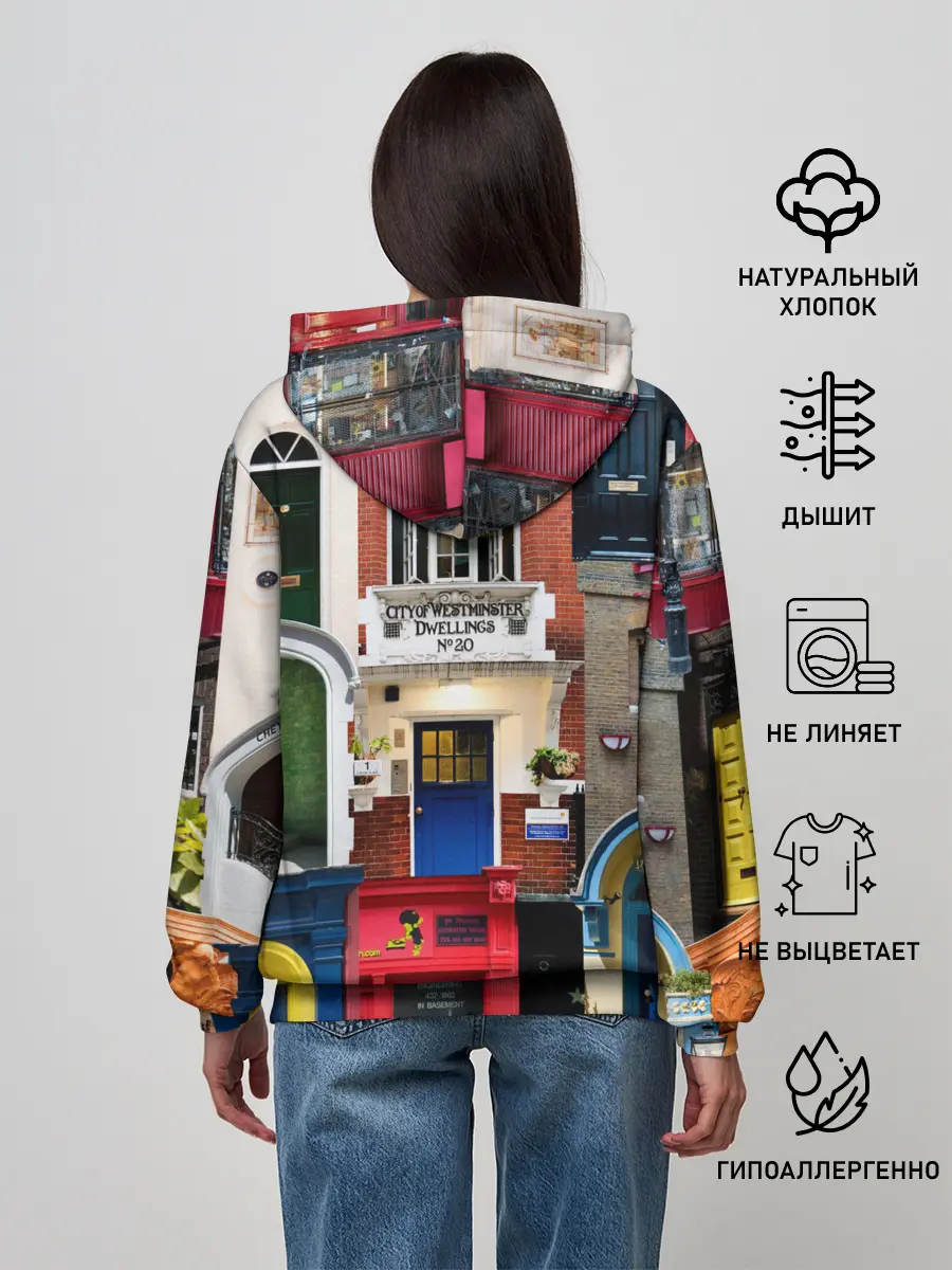 Женское худи / London doors цифровой коллаж