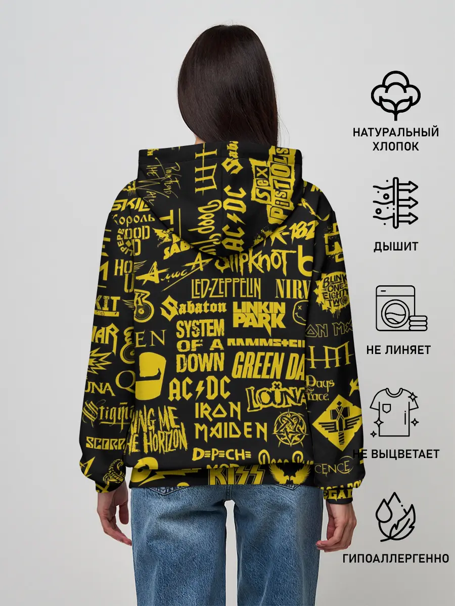 Женское худи / Логотипы рок групп GOLD