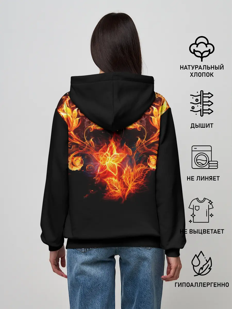 Женское худи / Огненные цветы в темноте