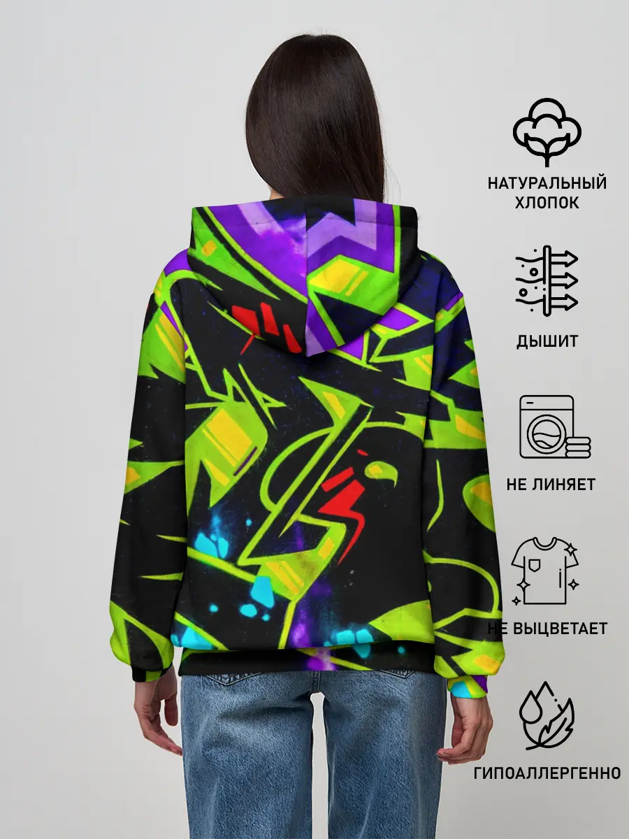 Женское худи / Кислотное Граффити
