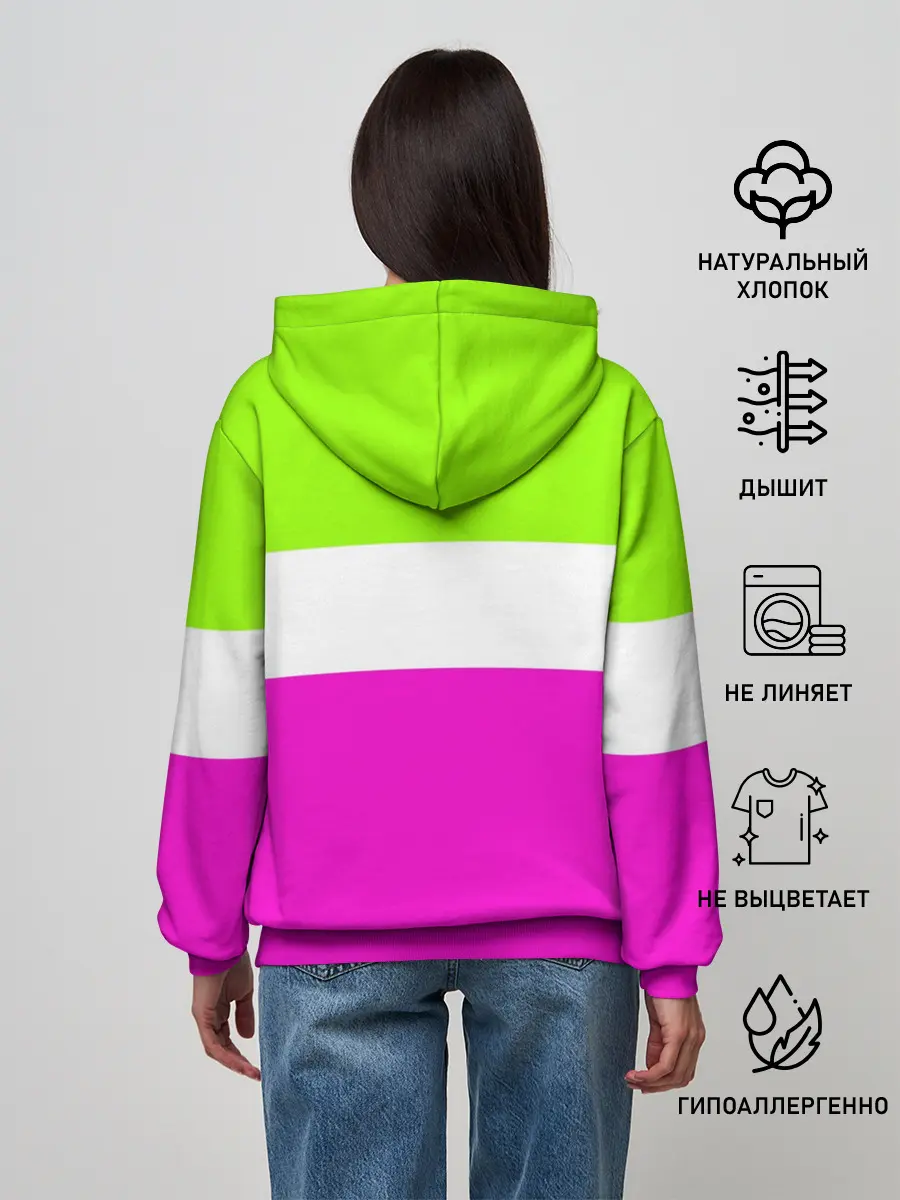 Женское худи / Serious зелено-розовый