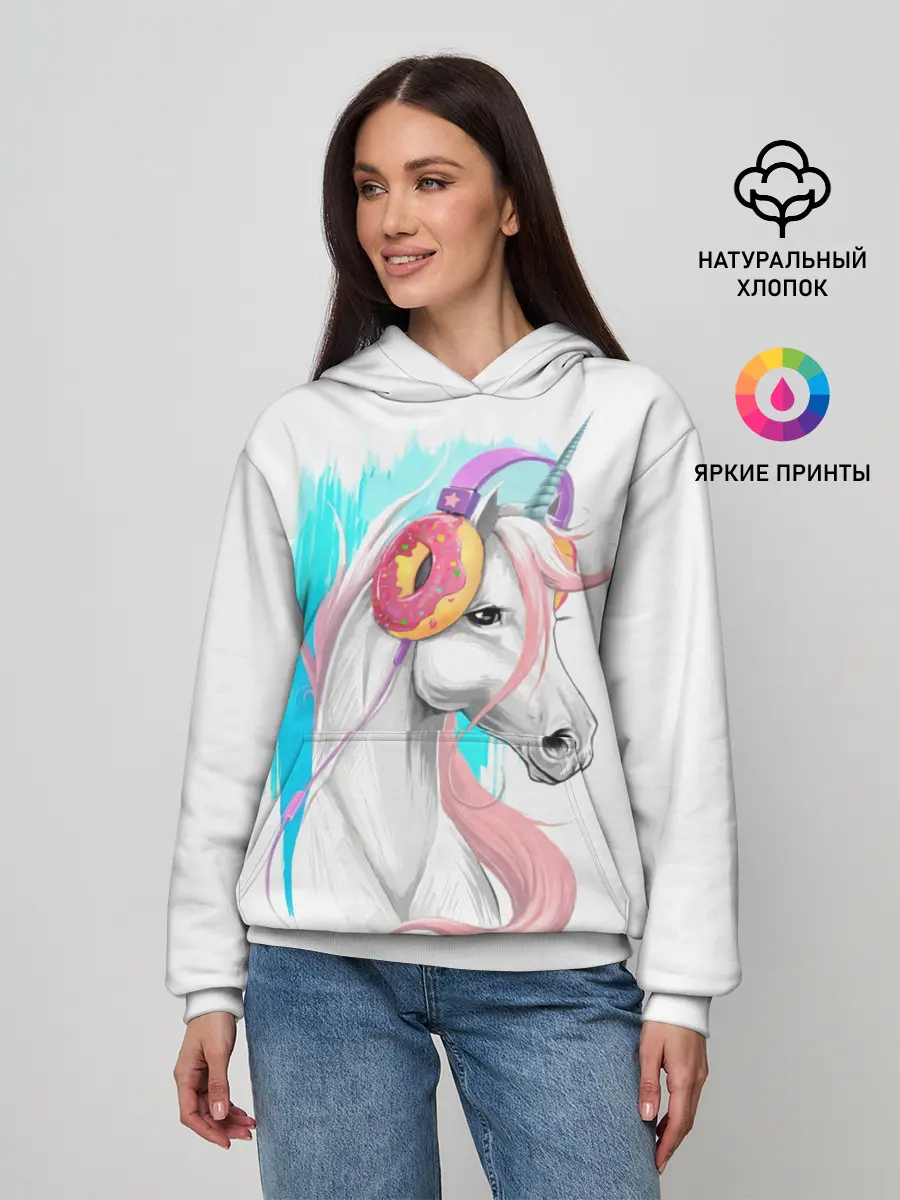 Женское худи / Music Unicorn Art