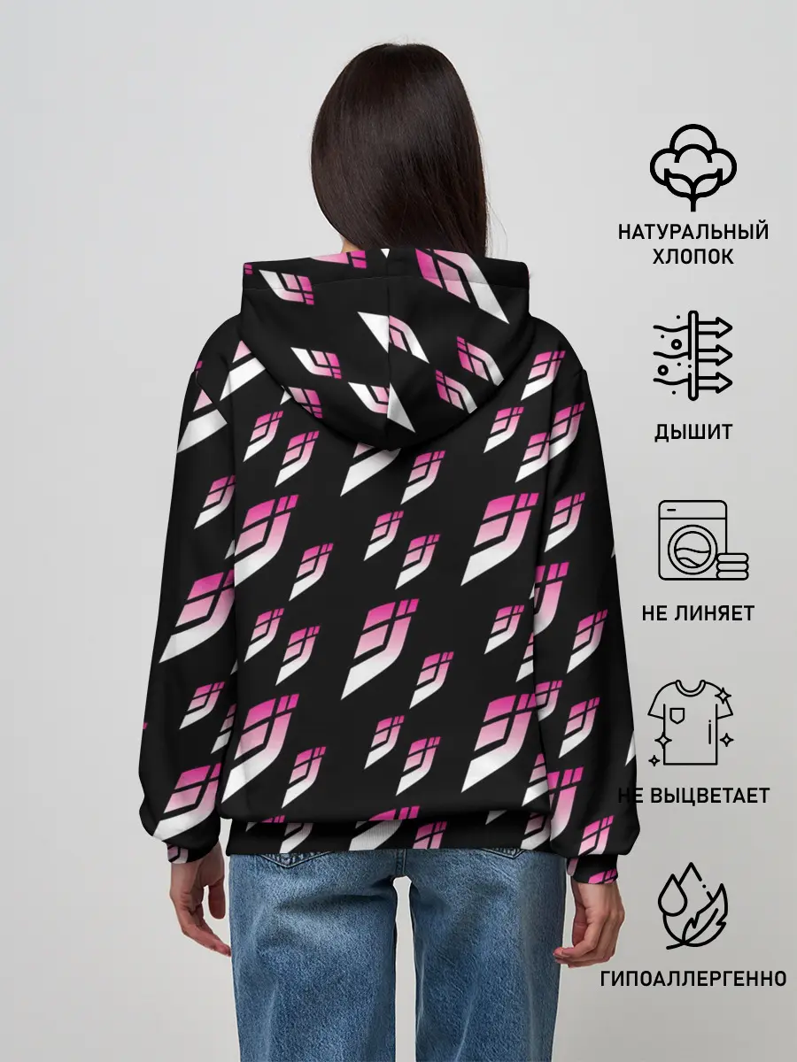 Женское худи / Джоджо паттерн розовые лого