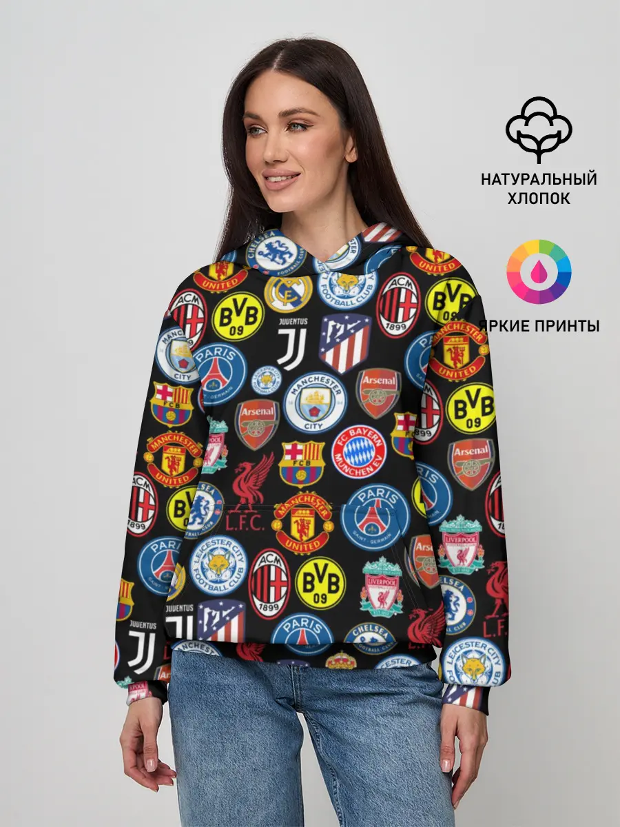 Женское худи / ЛОГО ФУТБОЛЬНЫХ КОМАНД