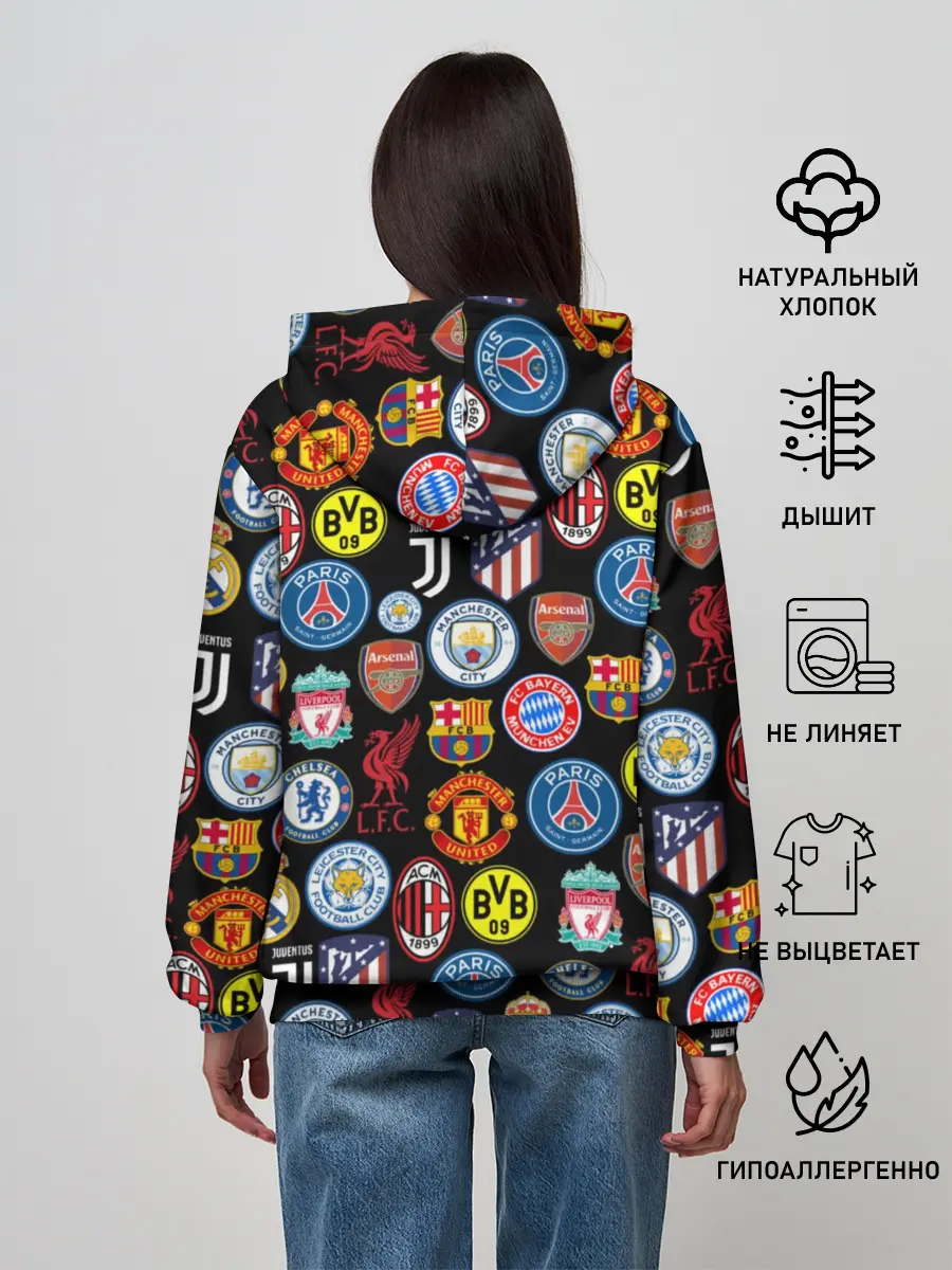 Женское худи / ЛОГО ФУТБОЛЬНЫХ КОМАНД