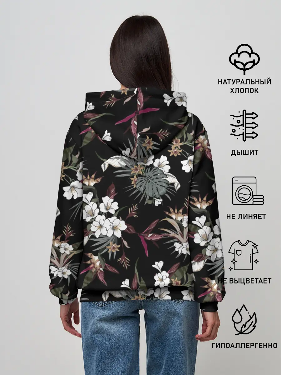 Женское худи / Белые цветы