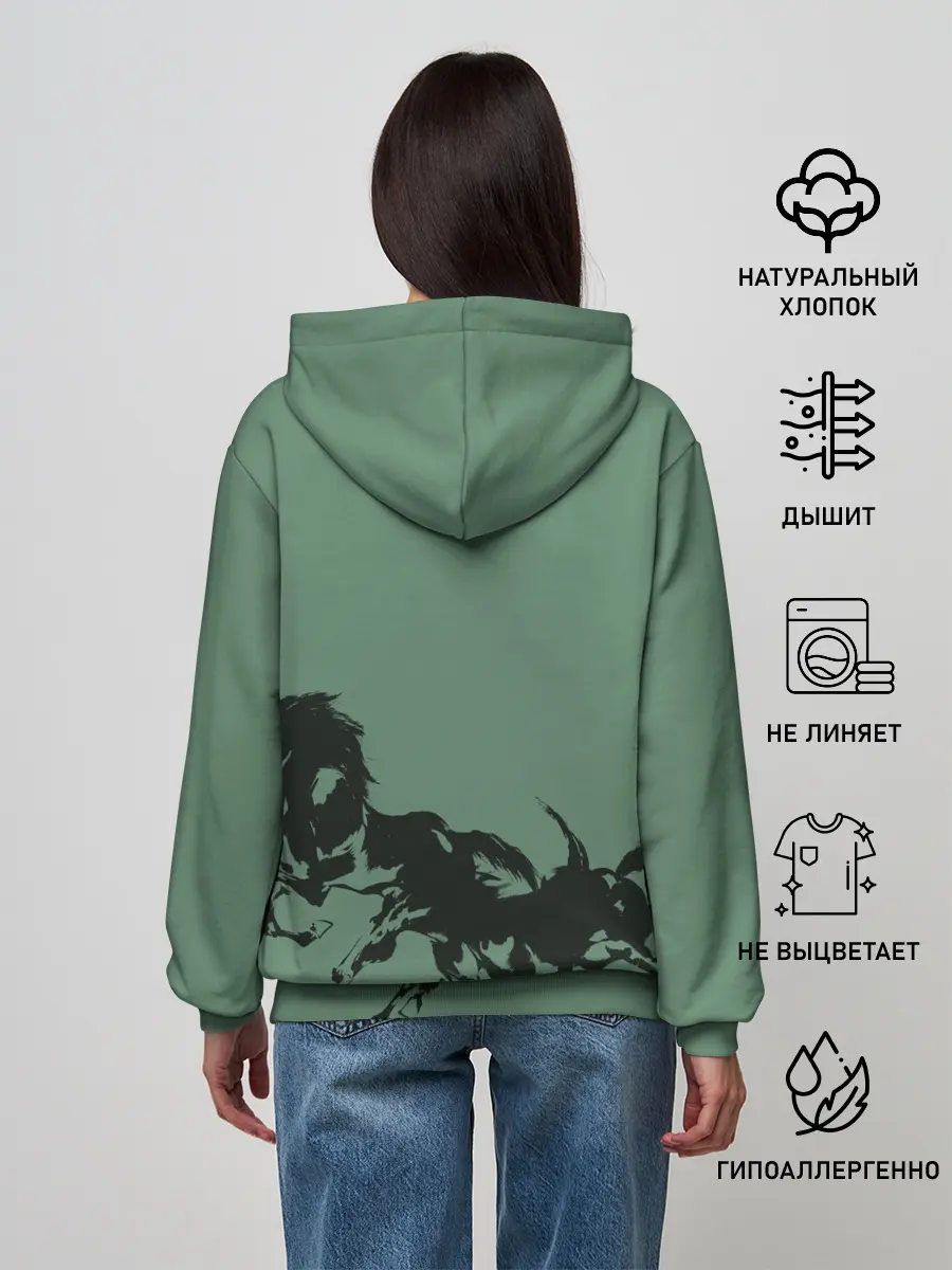 Женское худи / черные кони