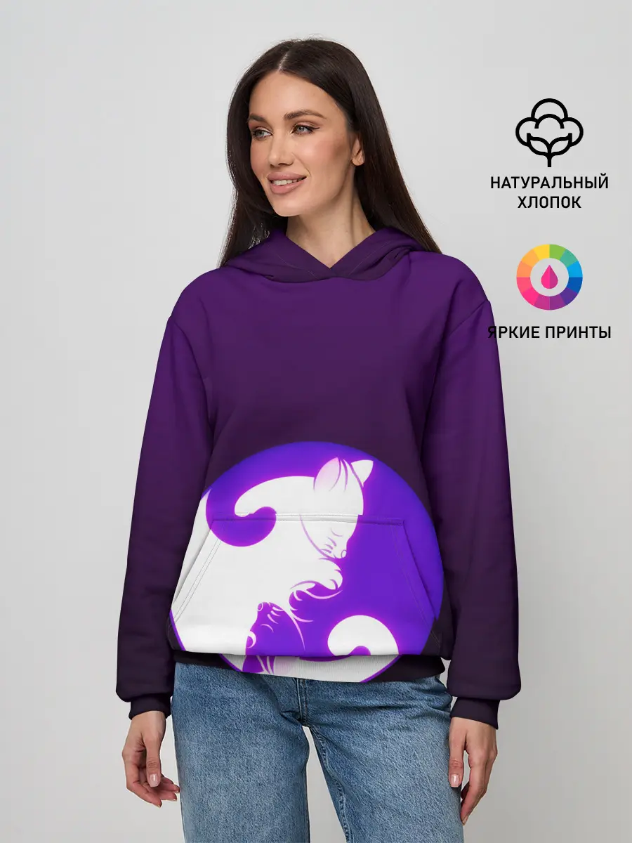 Женское худи / Кошачий Инь - Янь