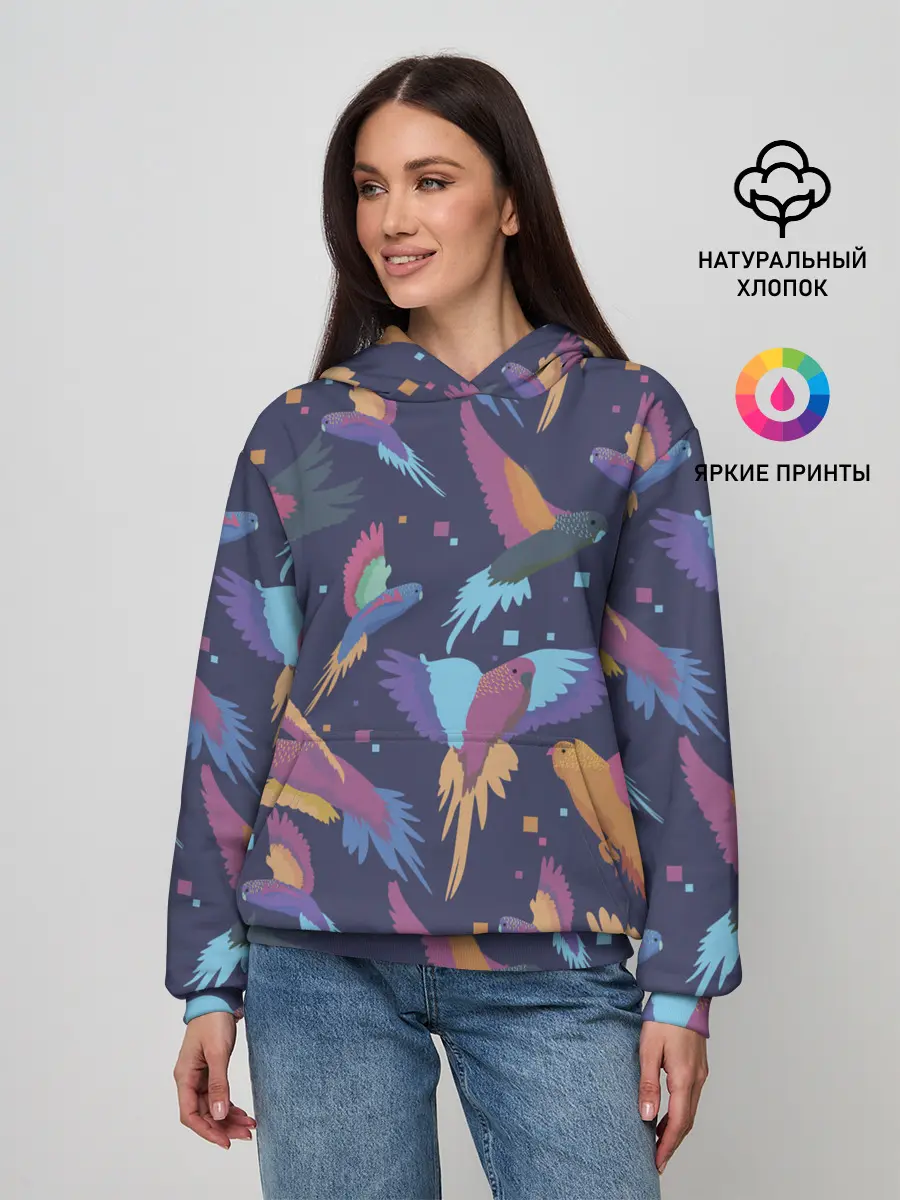 Женское худи / Райские попугаи