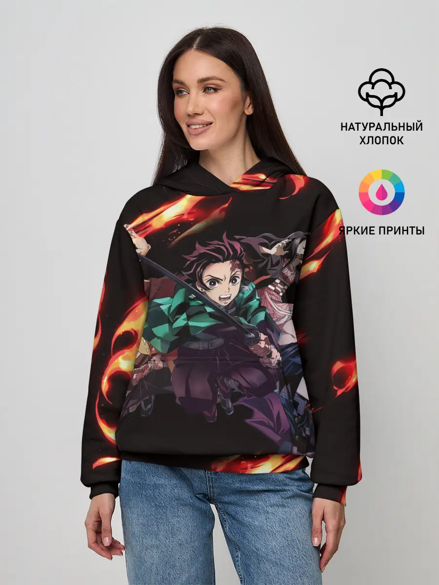 Женское худи / Kimetsu no Yaiba пламенный узор