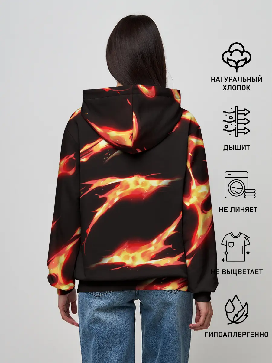 Женское худи / Kimetsu no Yaiba пламенный узор