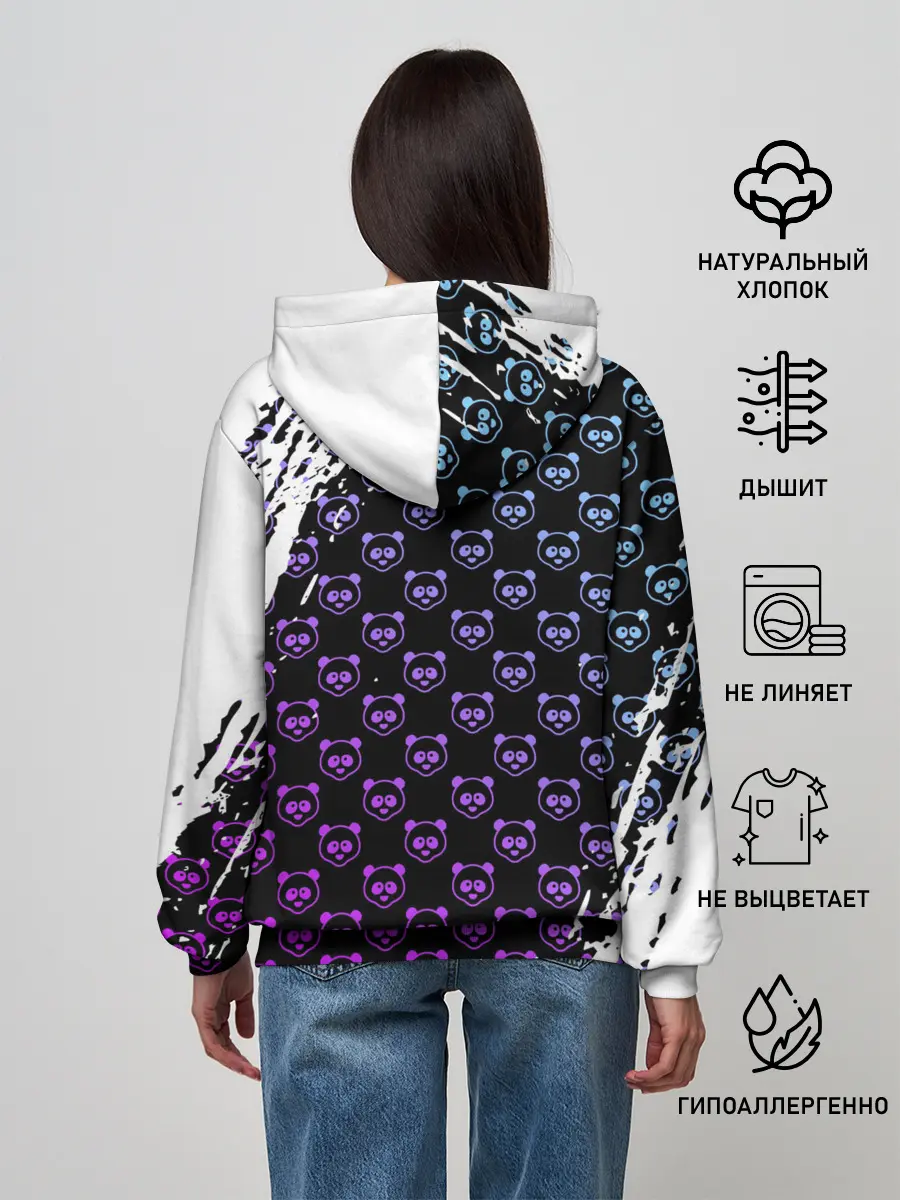 Женское худи / Монокума на фиолетовом паттерне