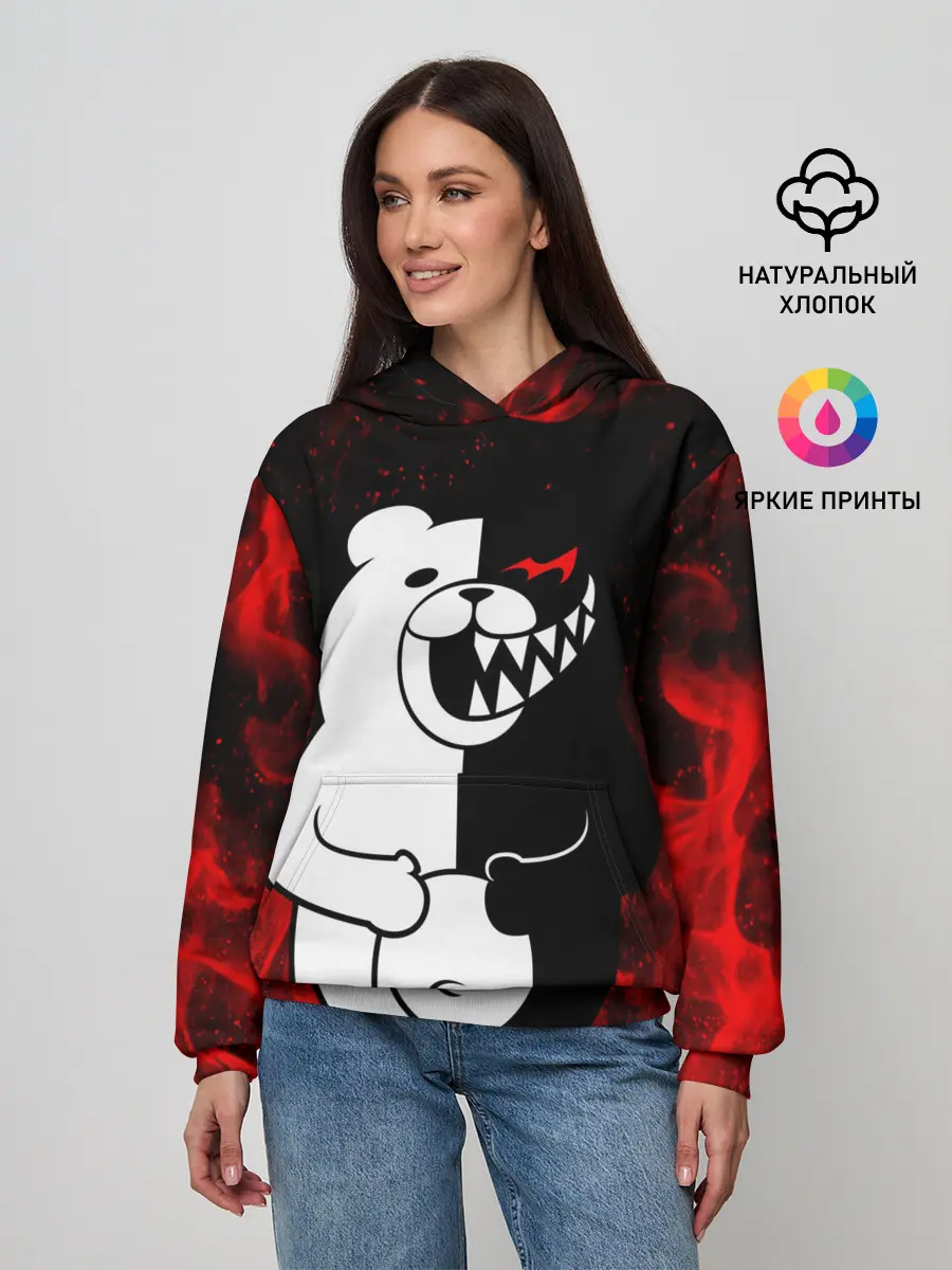 Женское худи / MONOKUMA В ПЛАМЕНИ / МОНОКУМА