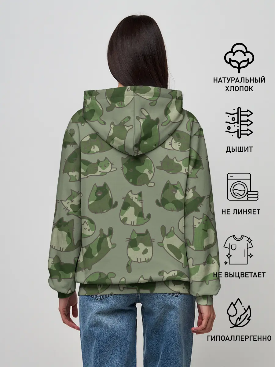 Женское худи / Камуфляж с котиками