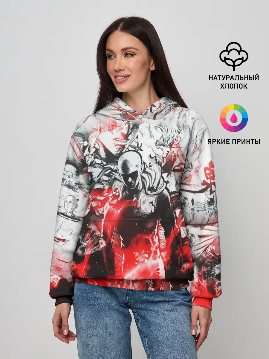 Женское худи / One-Punch Man Collage