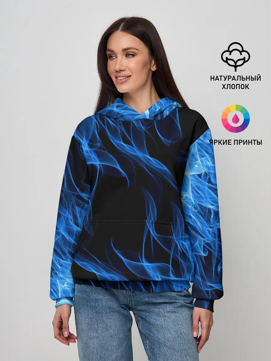 Женское худи / BLUE FIRE FLAME