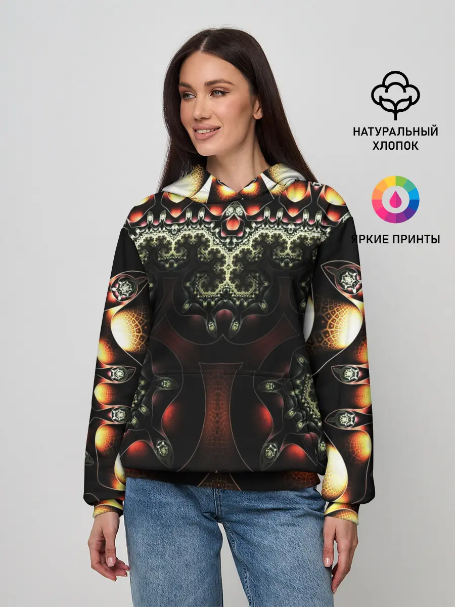 Женское худи / ФРАКТАЛЬНЫЙ ОПТИЧЕСКИЙ УЗОР