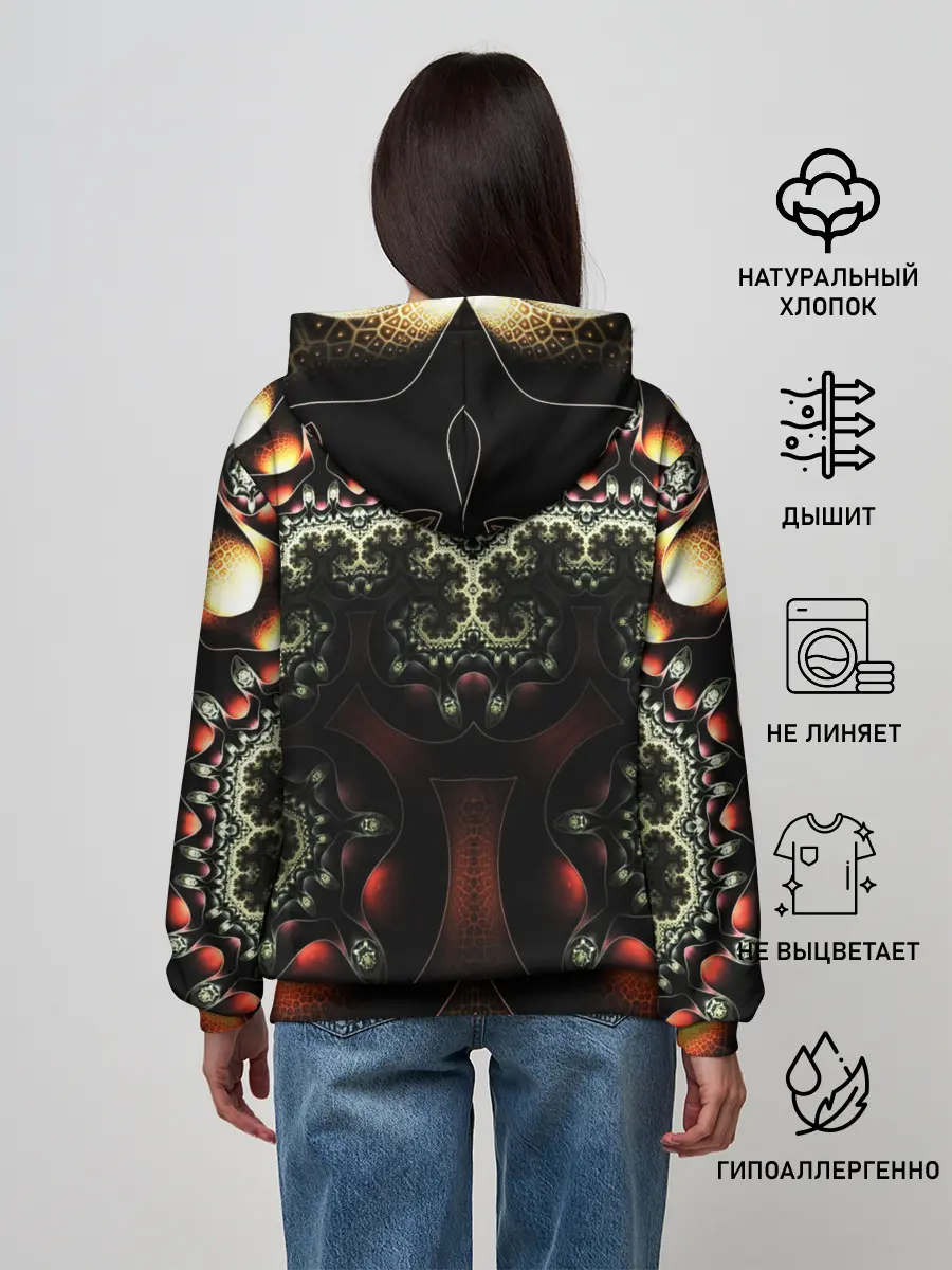 Женское худи / ФРАКТАЛЬНЫЙ ОПТИЧЕСКИЙ УЗОР