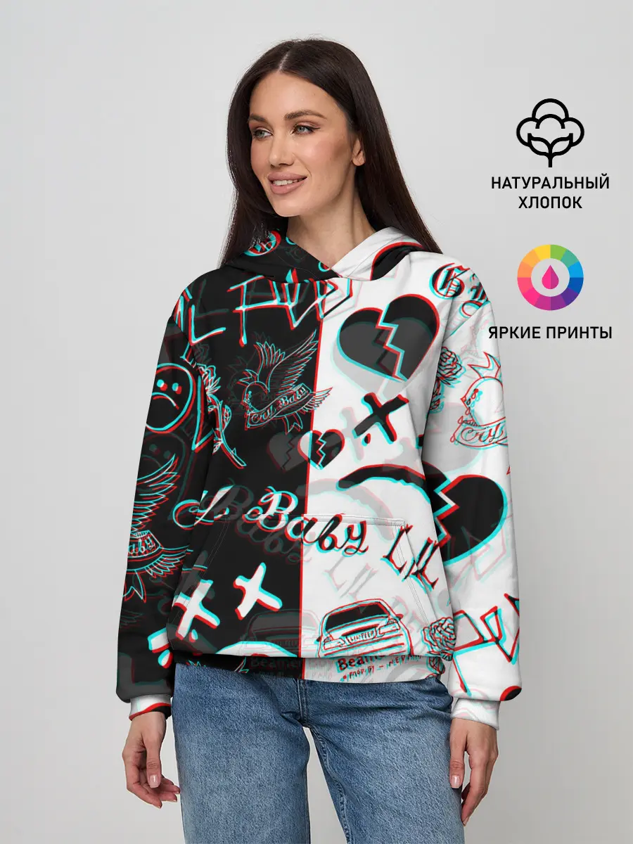 Женское худи / LIL PEEP GLITCH | ЛИЛ ПИП ГЛИТЧ