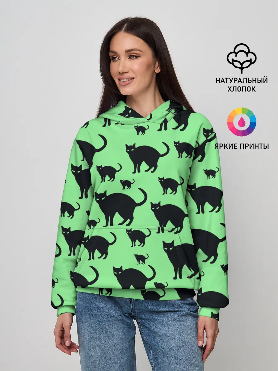 Женское худи / Кошки черные