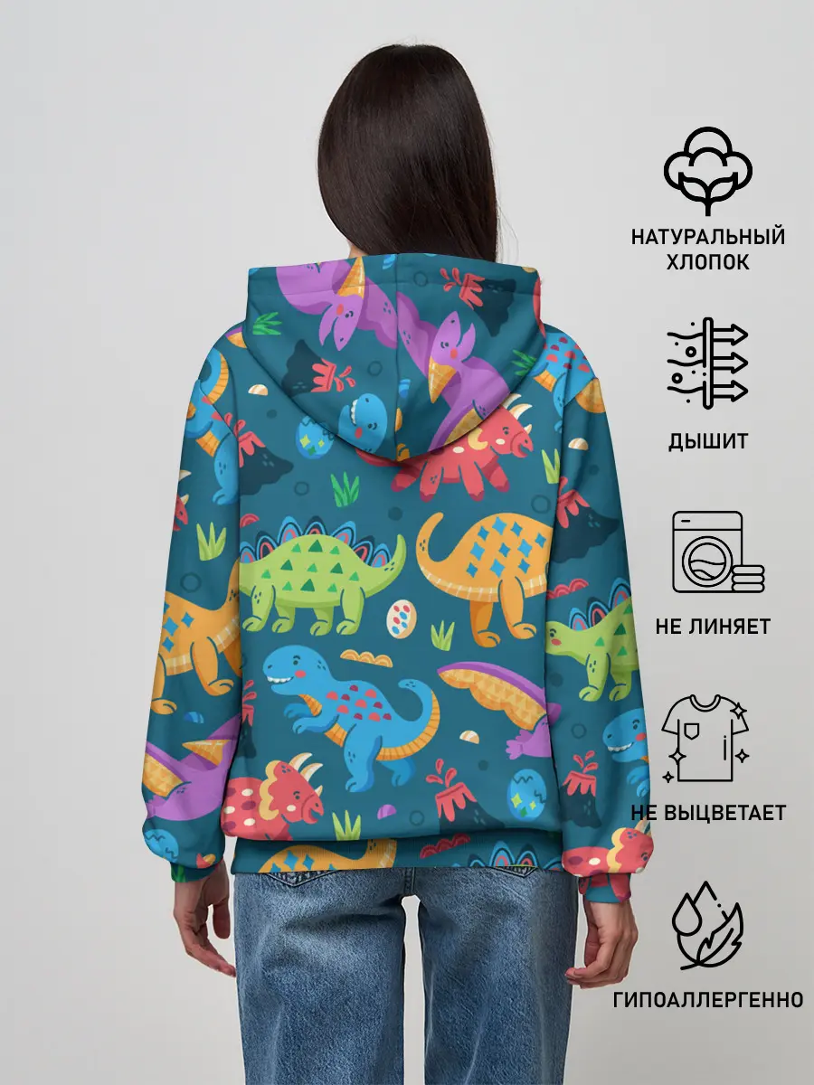 Женское худи / Арт с динозаврами