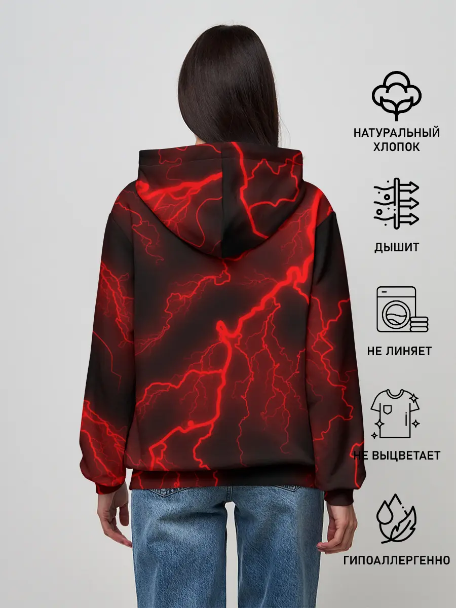 Женское худи / МОЛНИЯ RED NEON