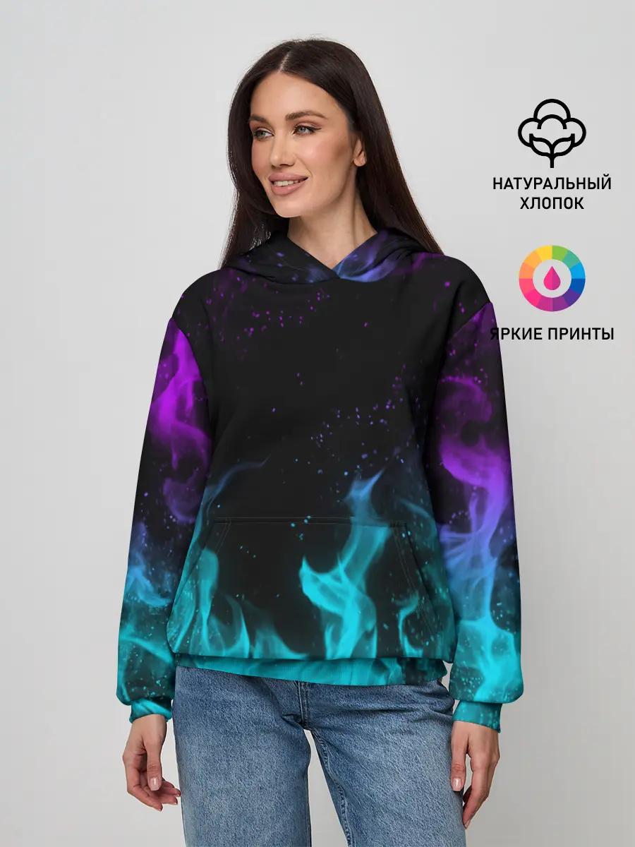Женское худи / НЕОНОВЫЙ ОГОНЬ | NEON FIRE