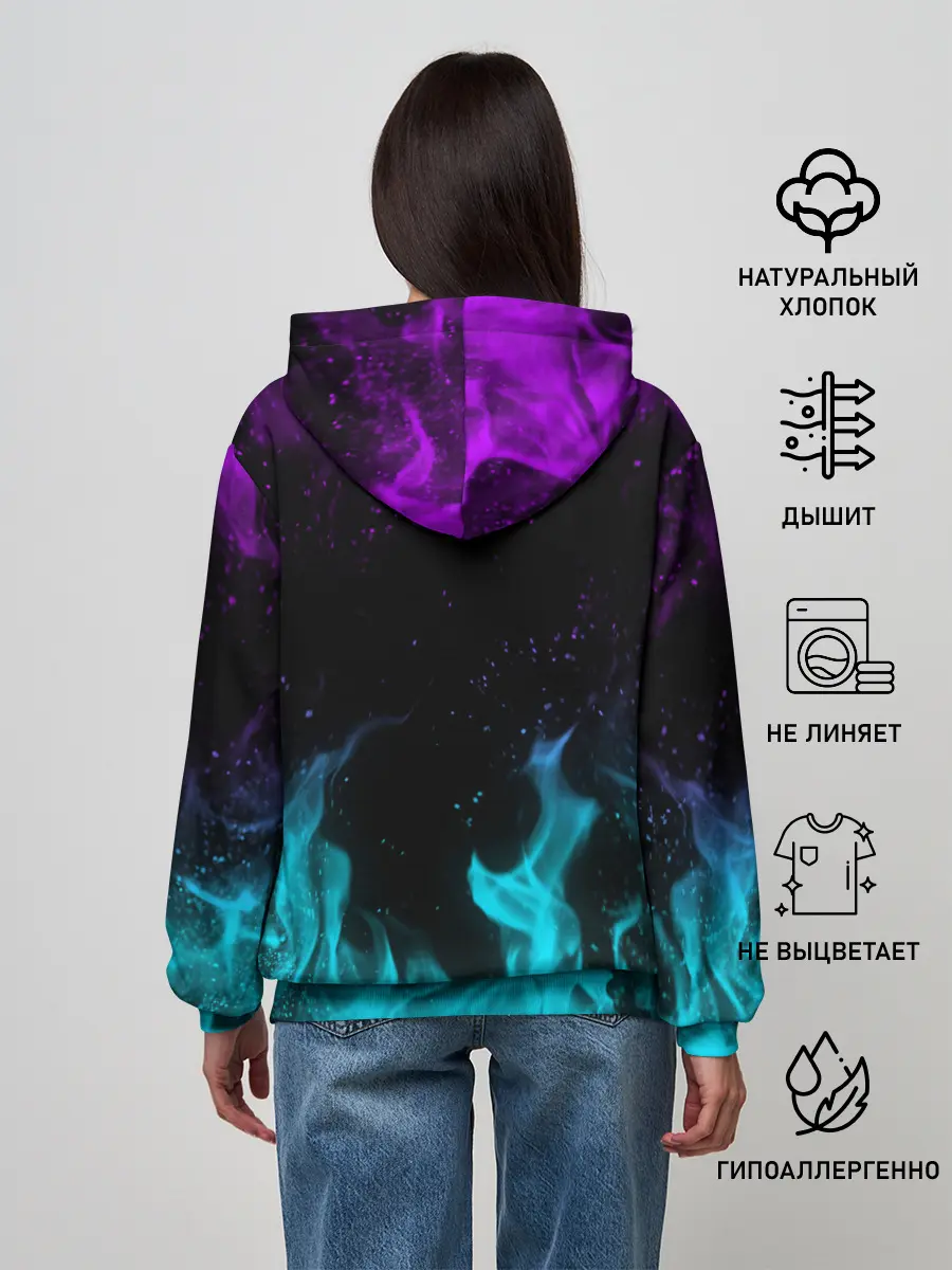Женское худи / НЕОНОВЫЙ ОГОНЬ | NEON FIRE