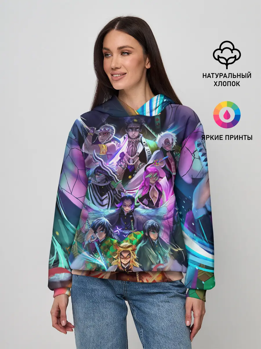 Женское худи / Герои Demon Slayer постер