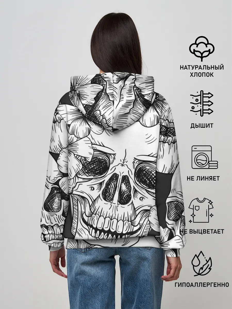 Женское худи / Цветочный череп