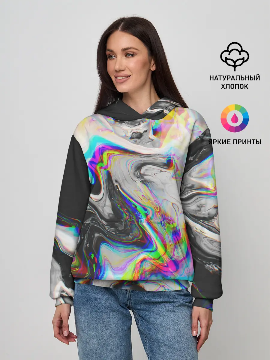 Женское худи / DIGITAL ABSTRACT GLITCH | ГЛИТЧ