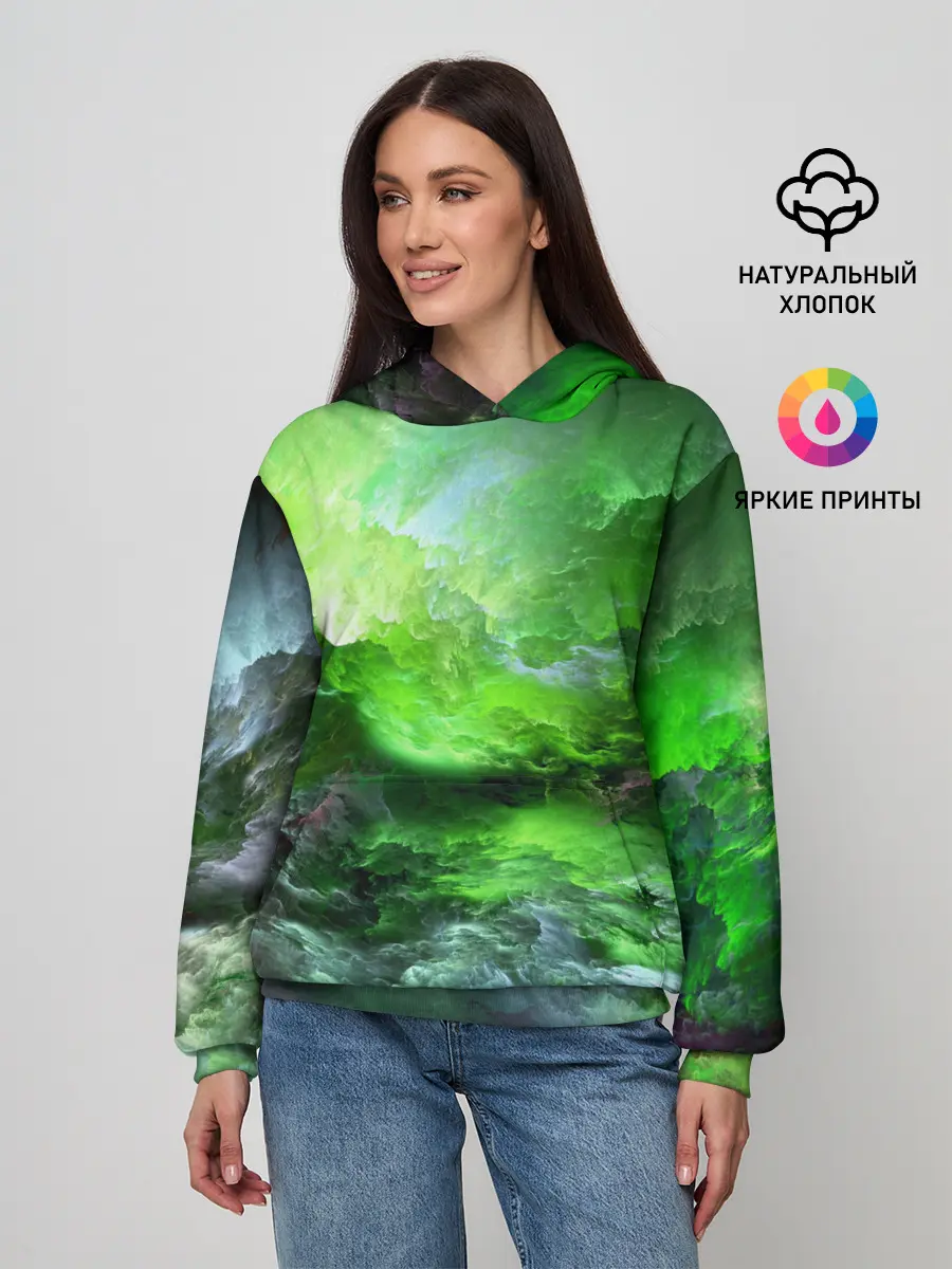 Женское худи / GREEN SPACE | ЗЕЛЁНЫЙ КОСМОС