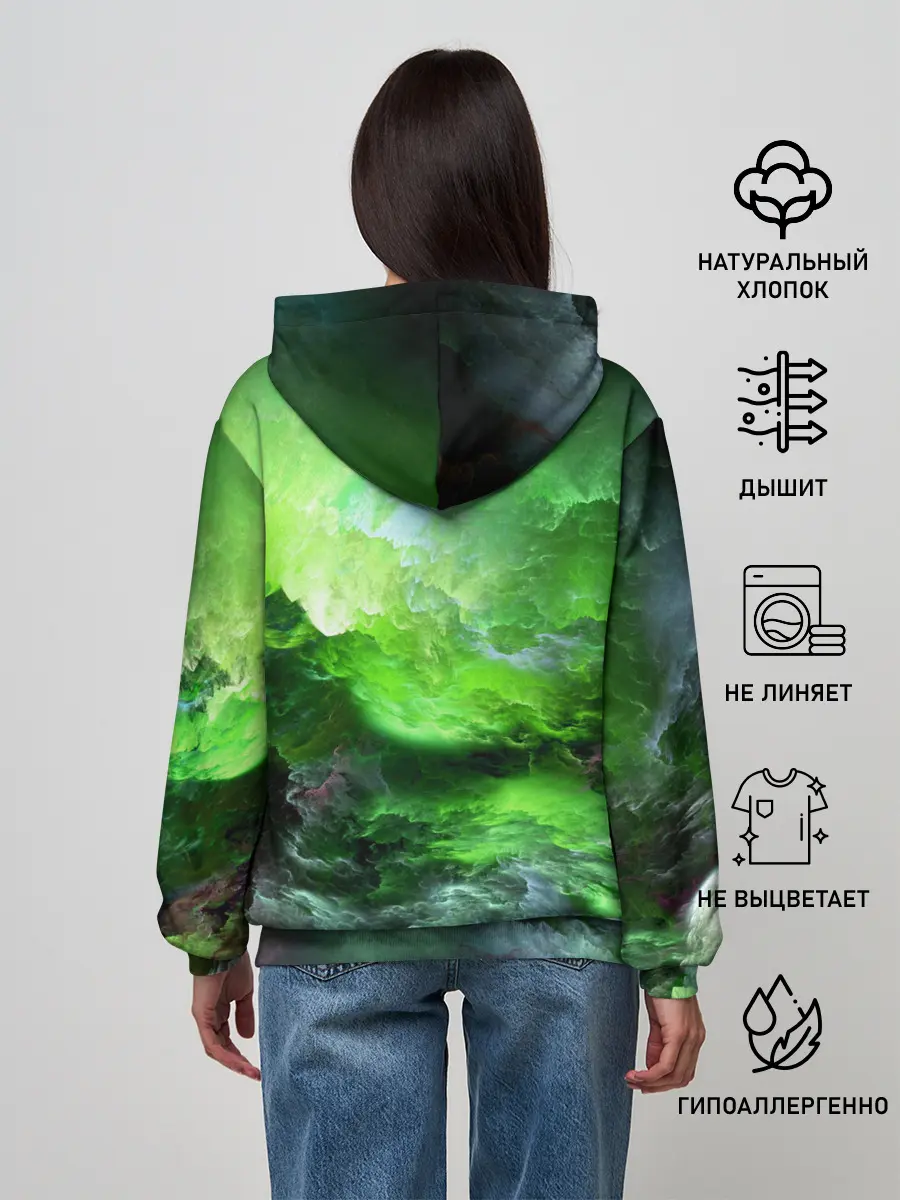 Женское худи / GREEN SPACE | ЗЕЛЁНЫЙ КОСМОС