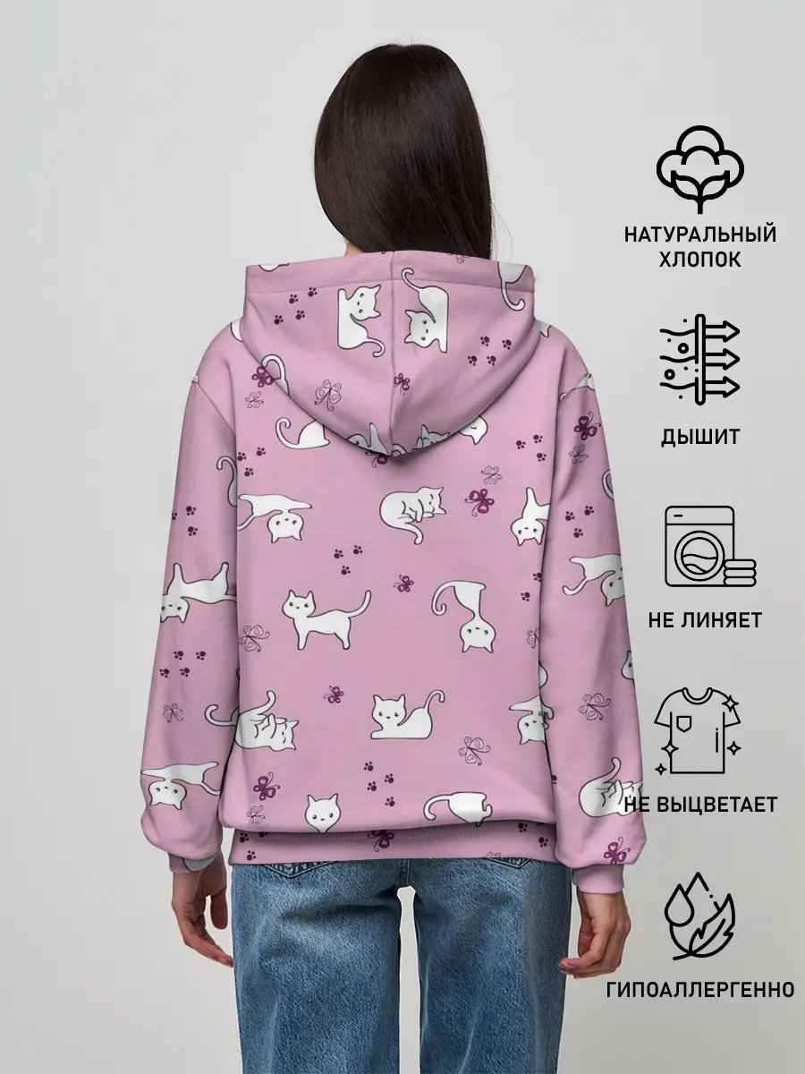 Женское худи / Белая кошка