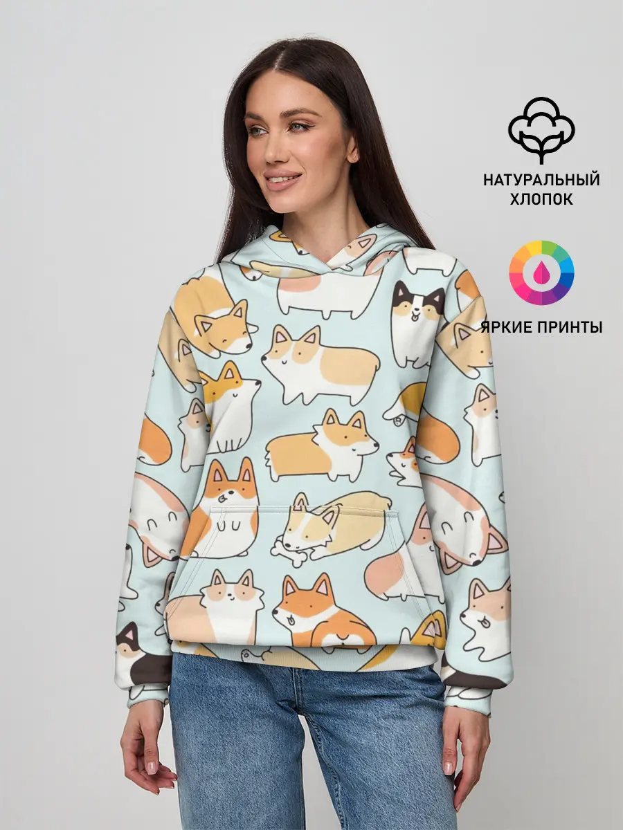 Женское худи / Милые корги