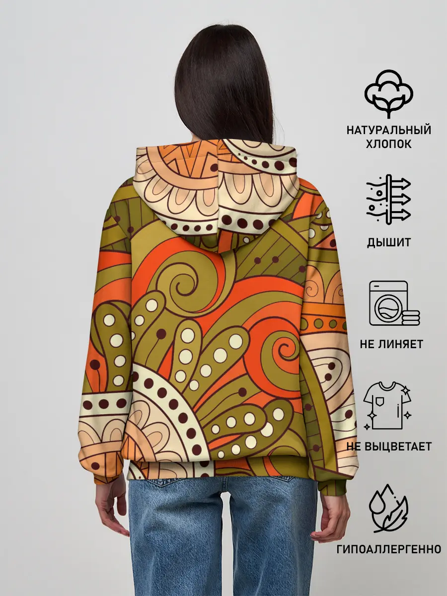 Женское худи / Детский оранжево-болотный